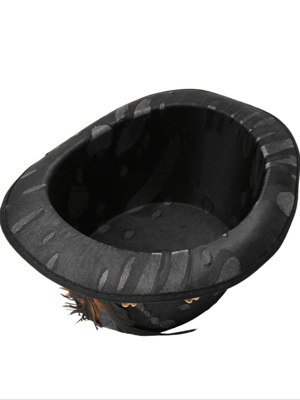 Black Gothic Skull Feather Bone Top Hat - Men Women Unisex Accessories - Picture 3 of 8